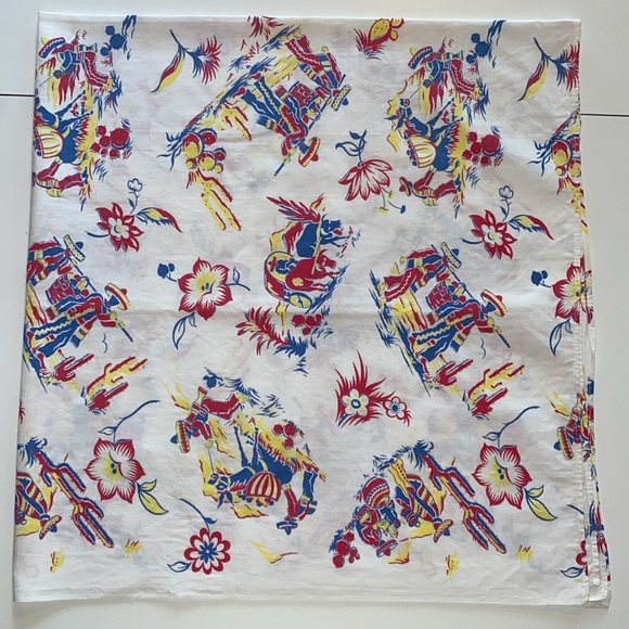 Vintage Mid Century Old Mexico Style 46” Square Linen Tablecloth - Picture 5 of 5